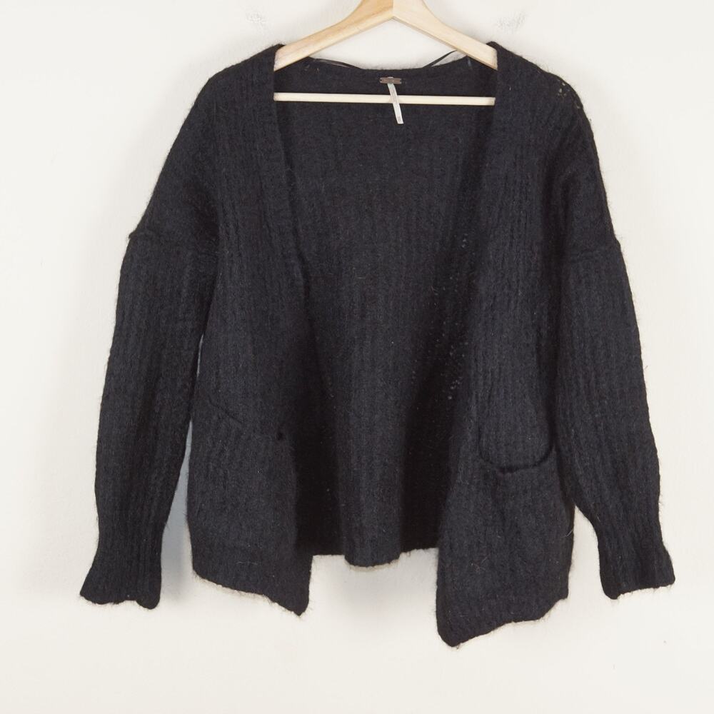 Free People Black Alpaca Open Front Cardigan Womens Sz XS
